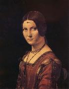LEONARDO da Vinci Portrait de femme,dit a tort La belle ferronniere oil on canvas